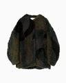 Sliver Knitted Fluffy Wool Jacket - khaki