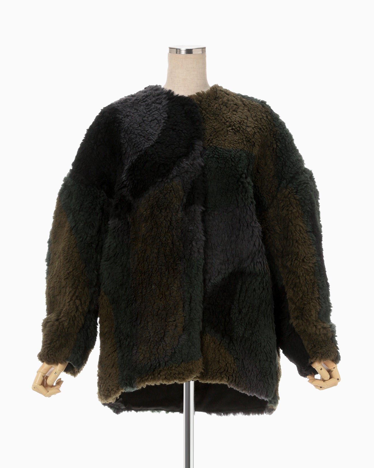 Sliver Knitted Fluffy Wool Jacket - khaki