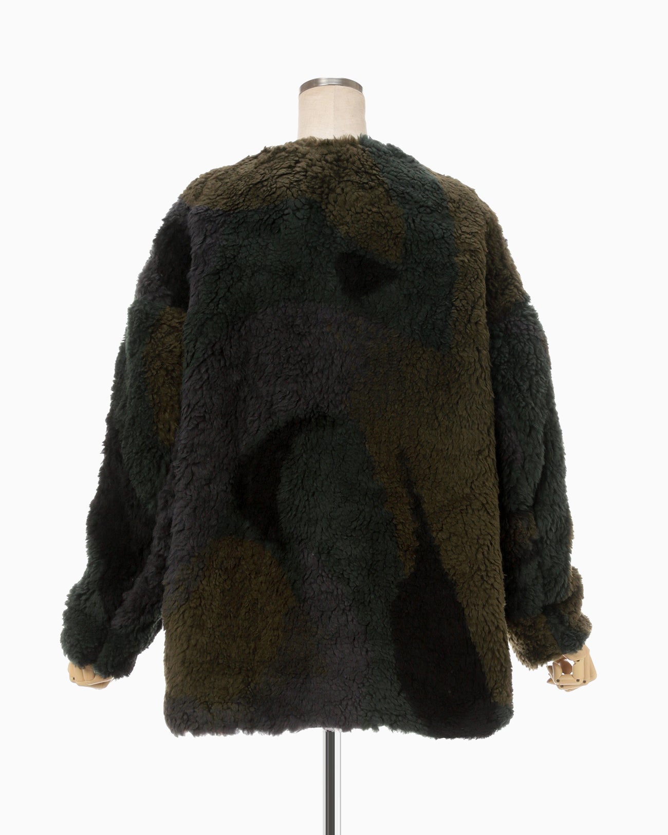 Sliver Knitted Fluffy Wool Jacket - khaki