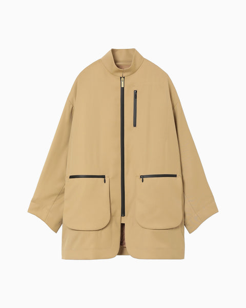 Wool Gabardine Coat With Detouchable Quilted liner - beige