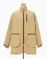 Wool Gabardine Coat With Detouchable Quilted liner - beige