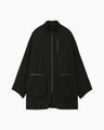 Wool Gabardine Coat With Detouchable Quilted liner - black