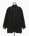 Wool Gabardine Coat With Detouchable Quilted liner - black