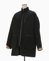 Wool Gabardine Coat With Detouchable Quilted liner - black