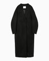 Wool Cashmere I-Line Collarless Coat - black