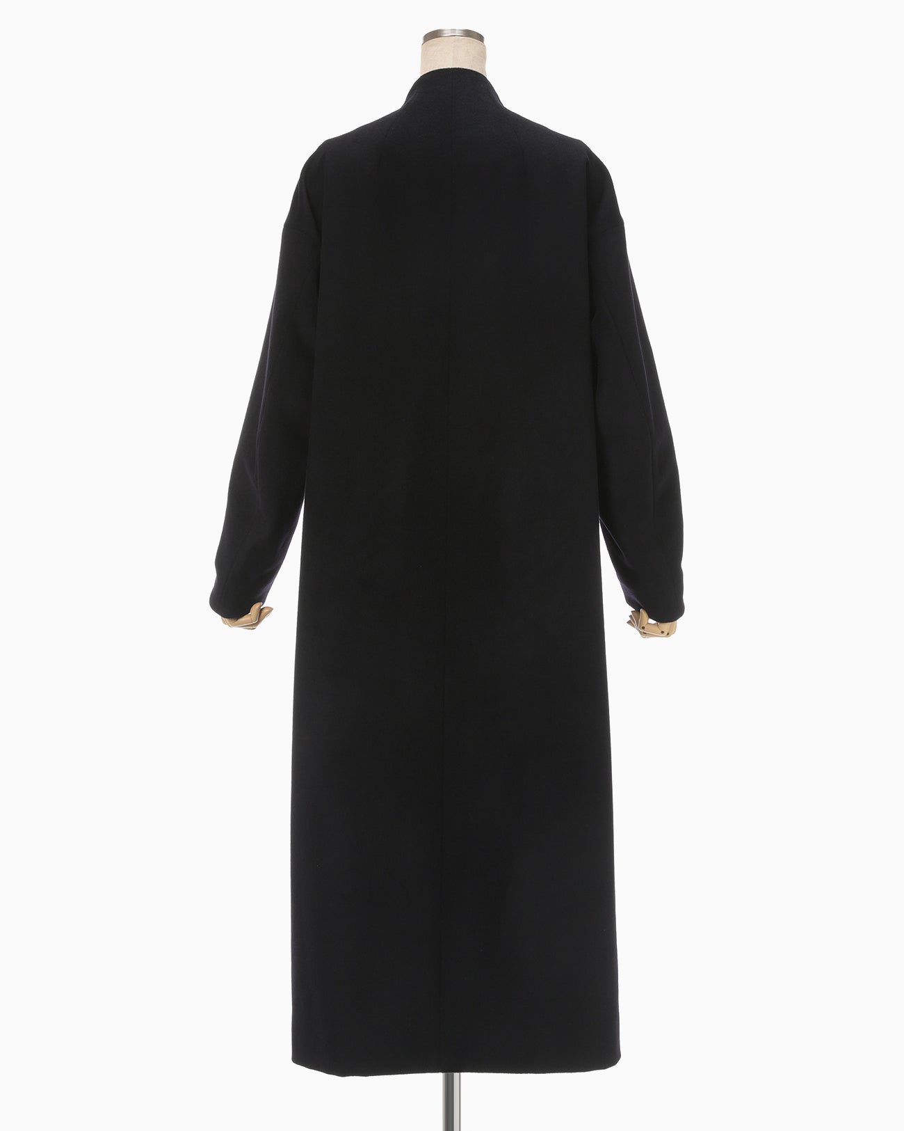 Wool Cashmere I-Line Collarless Coat - black