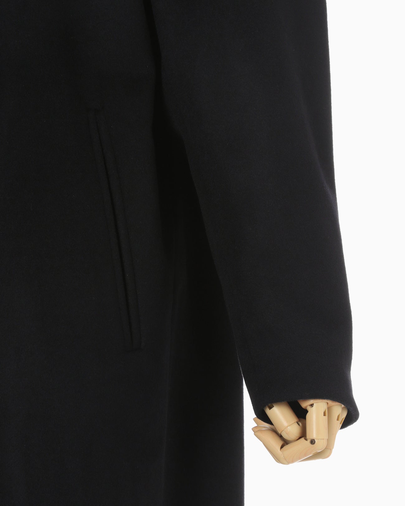 Wool Cashmere I-Line Collarless Coat - black