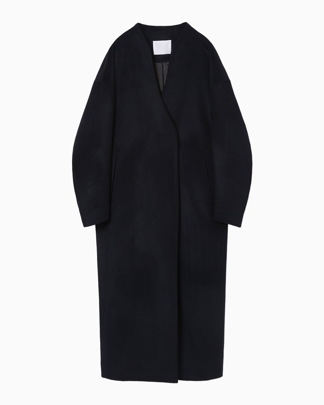 Collarless best sale navy coat