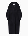 Wool Cashmere I-Line Collarless Coat - navy