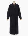 Wool Cashmere I-Line Collarless Coat - navy