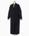 Wool Cashmere I-Line Collarless Coat - navy