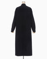Wool Cashmere I-Line Collarless Coat - navy