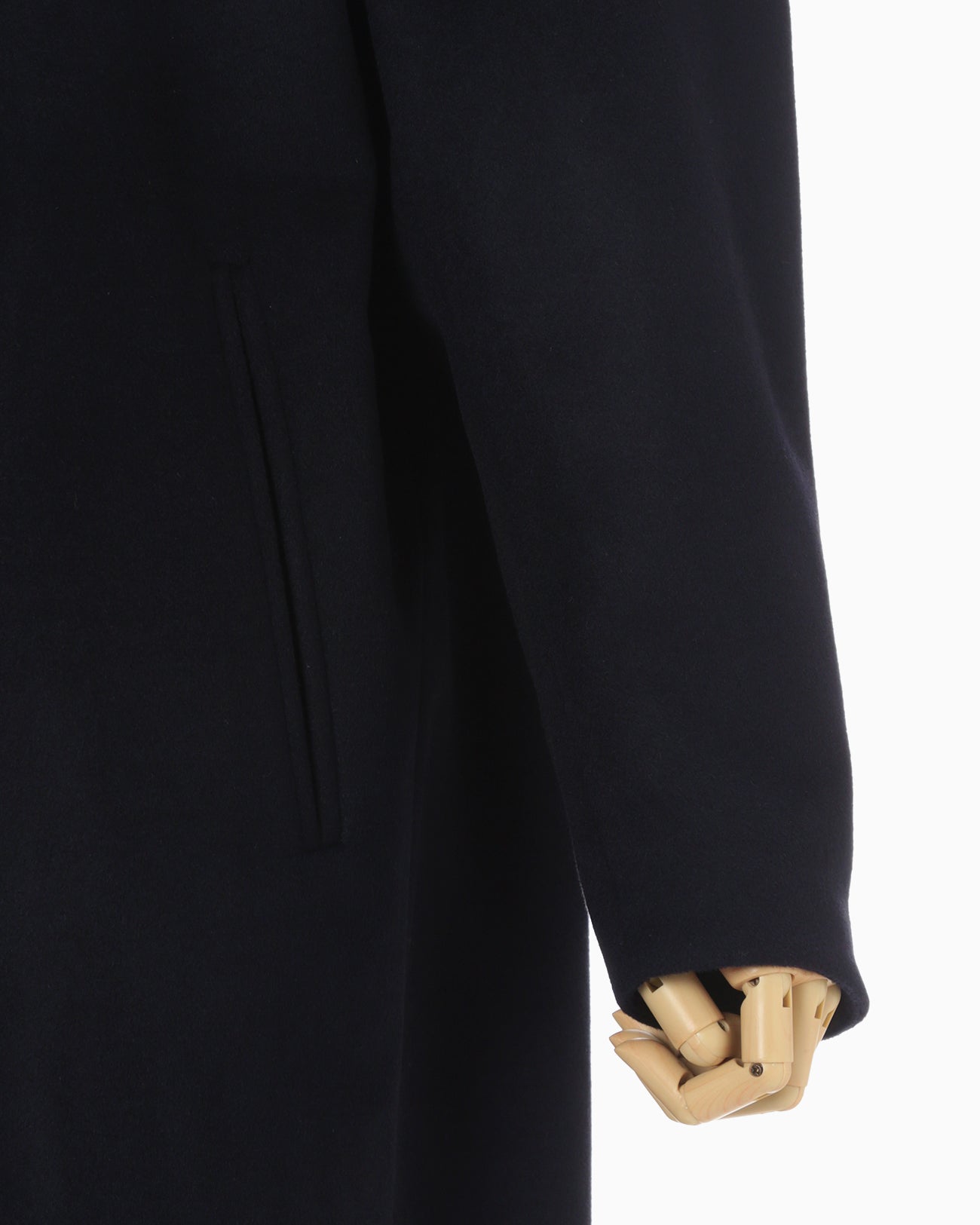 Wool Cashmere I-Line Collarless Coat - navy