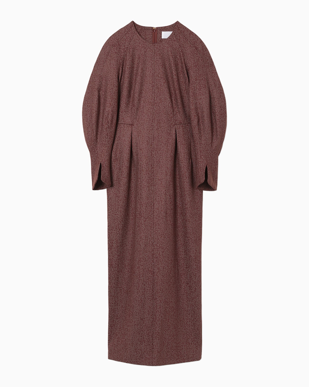 Wool Smooth I-Line Dress - brown