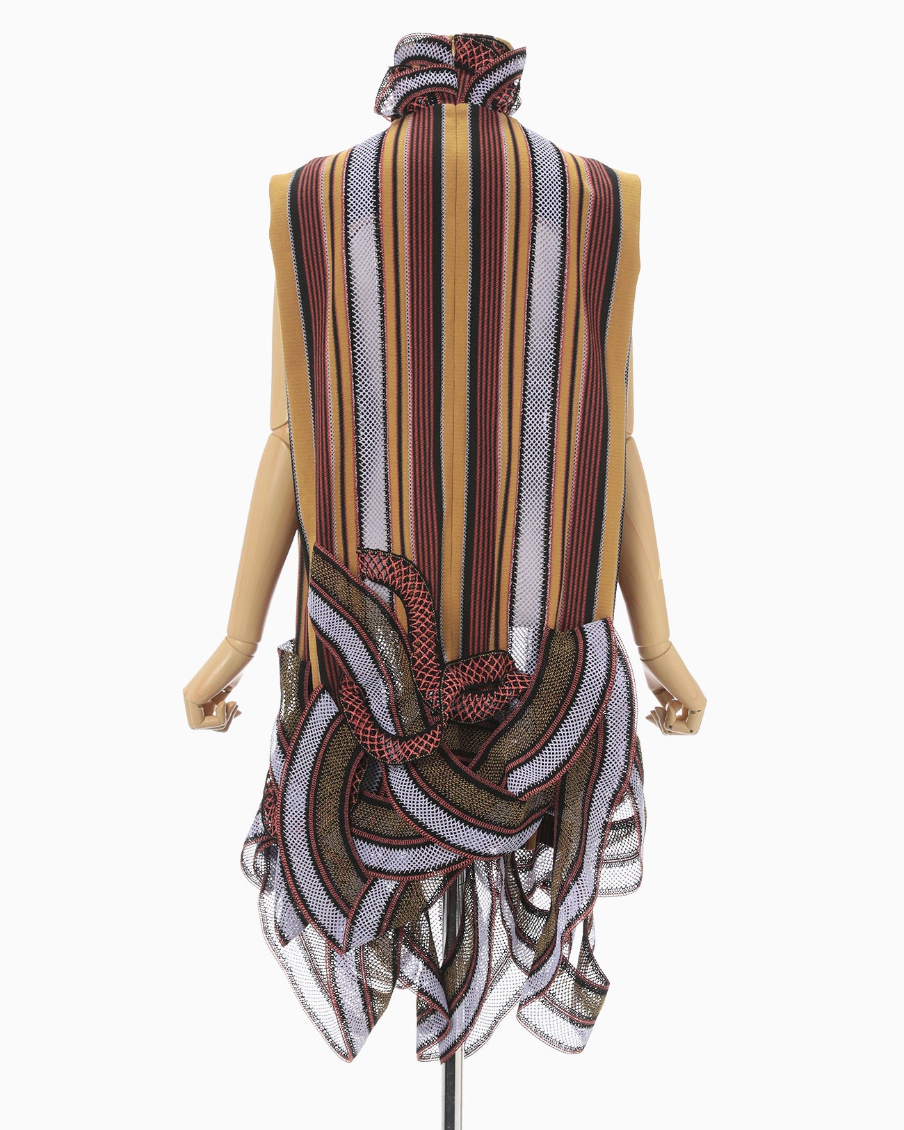 Raschel Jersey Torchon Lace Stripe Sleeveless Dress - brown