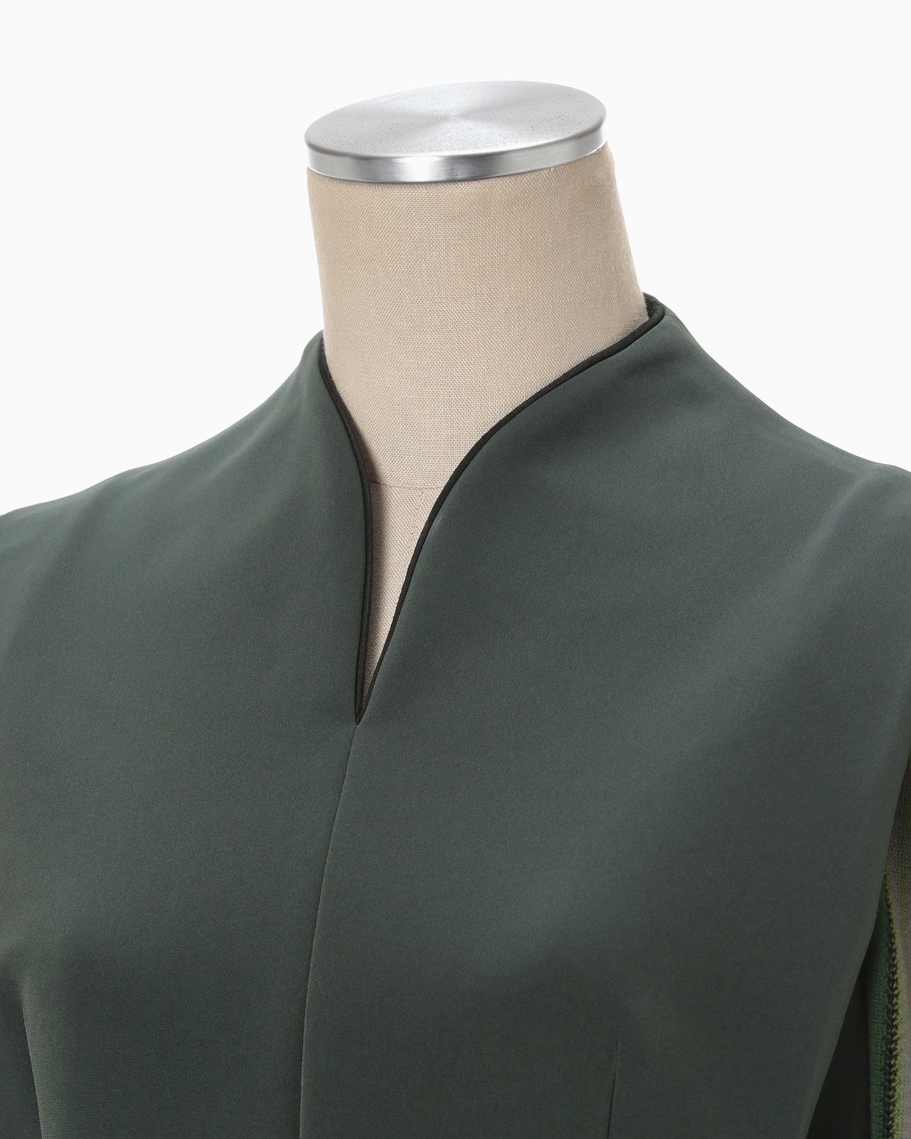 Acetate Polyester Torchon Lace Sleeve Dress - khaki - Mame Kurogouchi