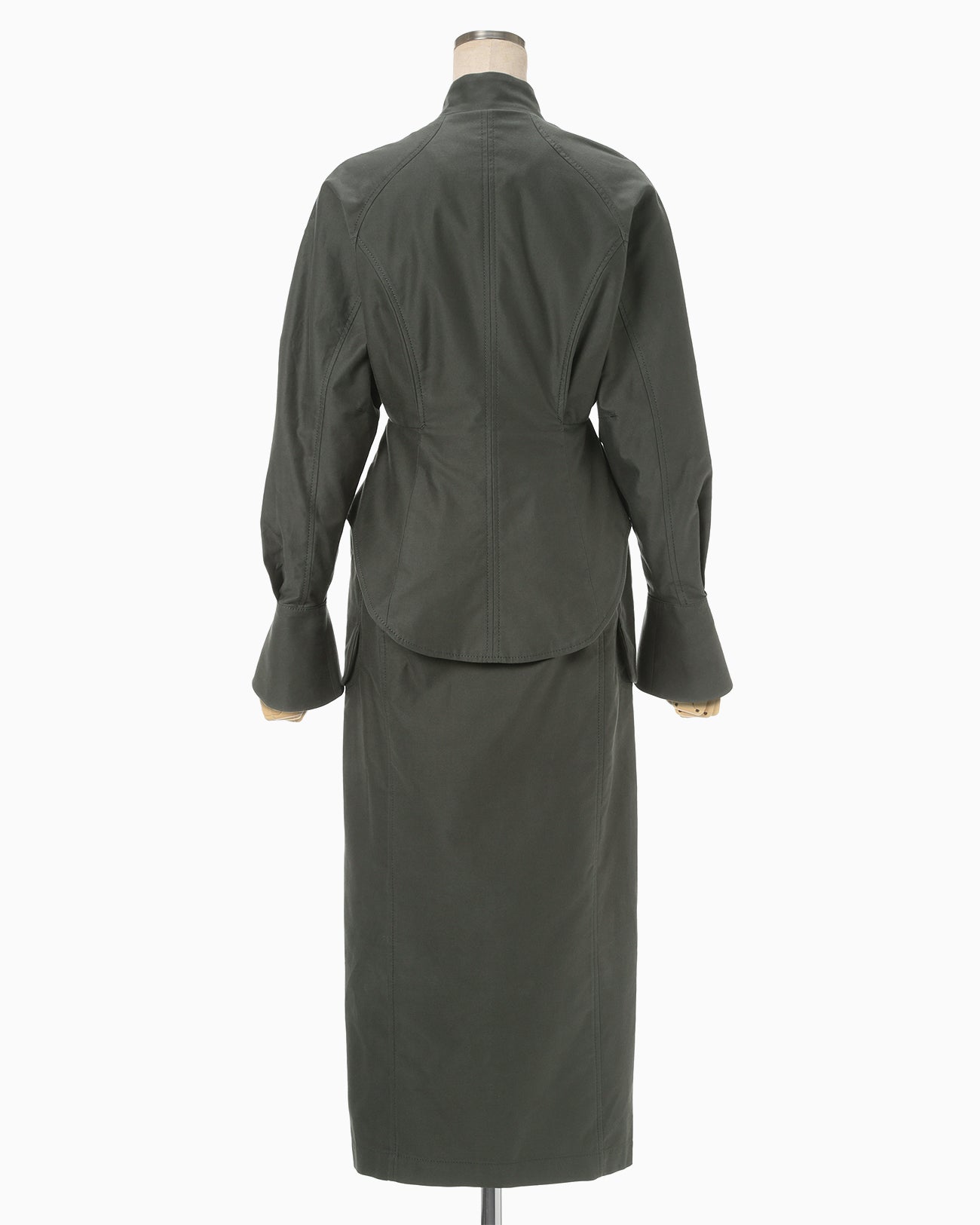 Brushed Cotton Peplum Dress - khaki