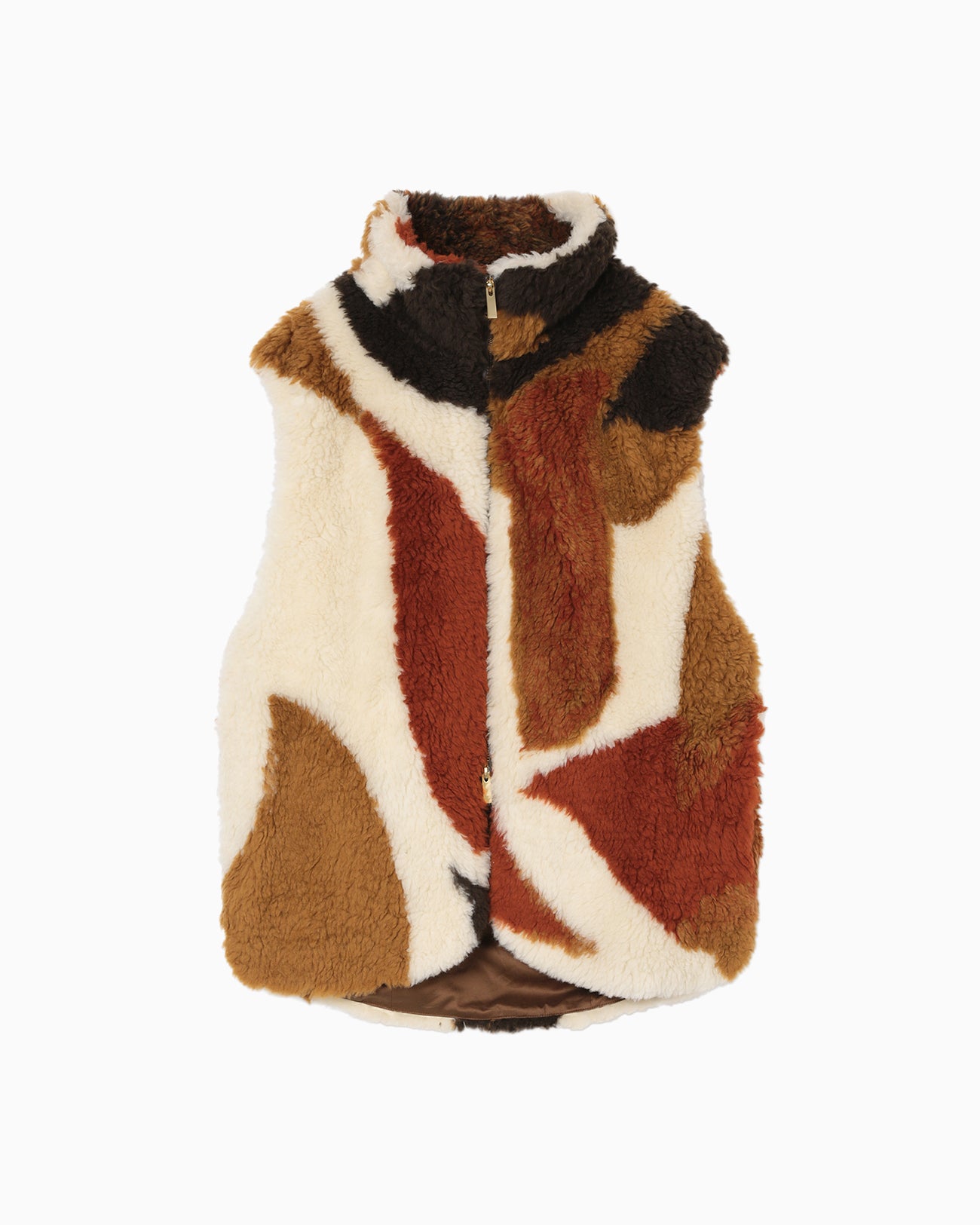 Sliver Knitted Fluffy Wool Vest - brown