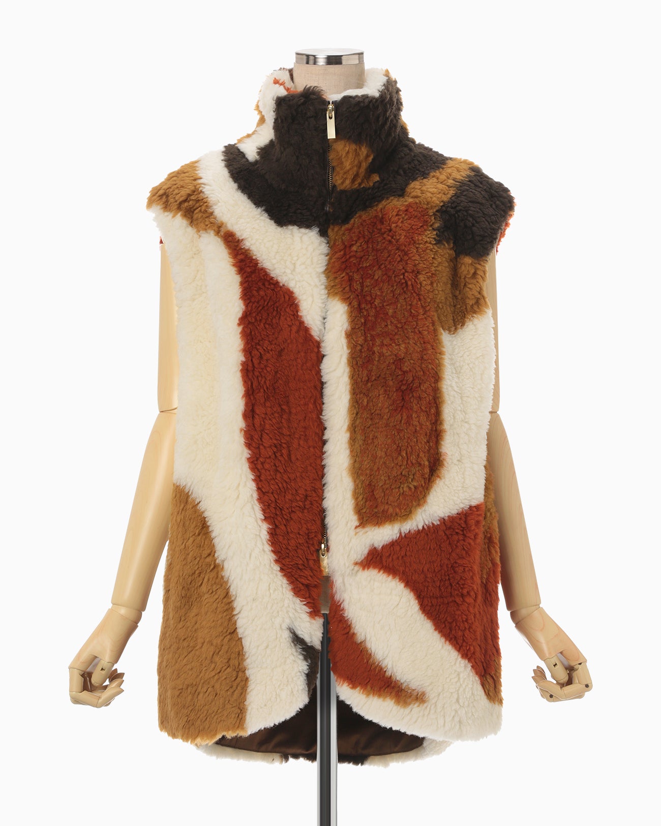 Sliver Knitted Fluffy Wool Vest - brown