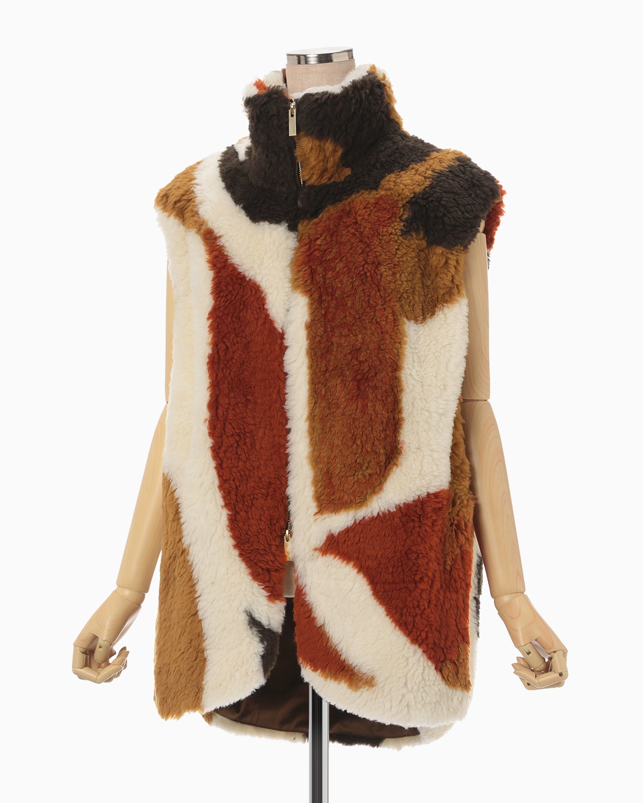 Sliver Knitted Fluffy Wool Vest - brown