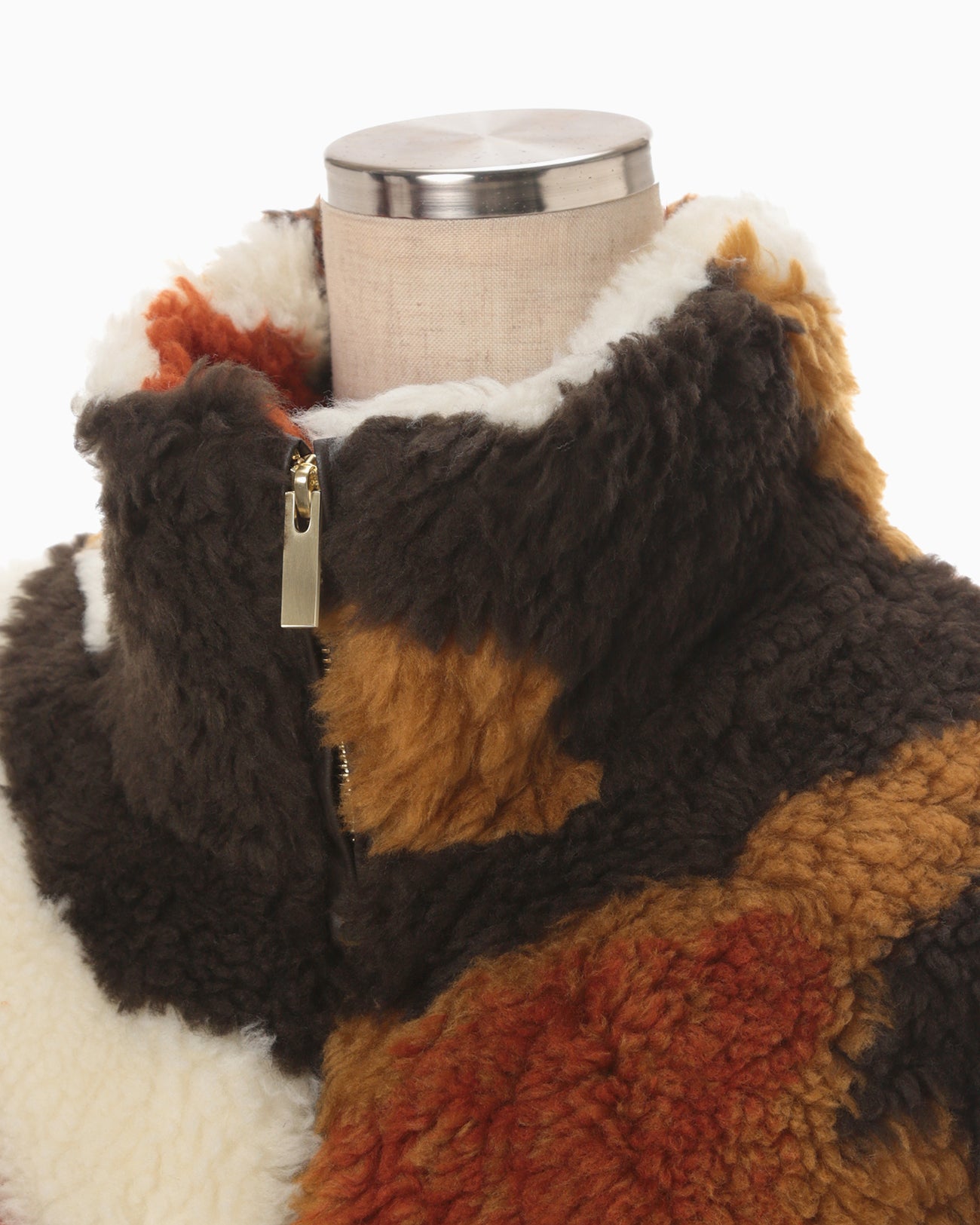 Sliver Knitted Fluffy Wool Vest - brown