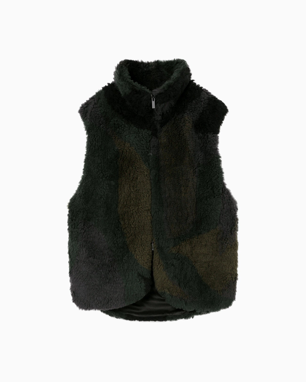 Sliver Knitted Fluffy Wool Vest - khaki