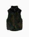 Sliver Knitted Fluffy Wool Vest - khaki