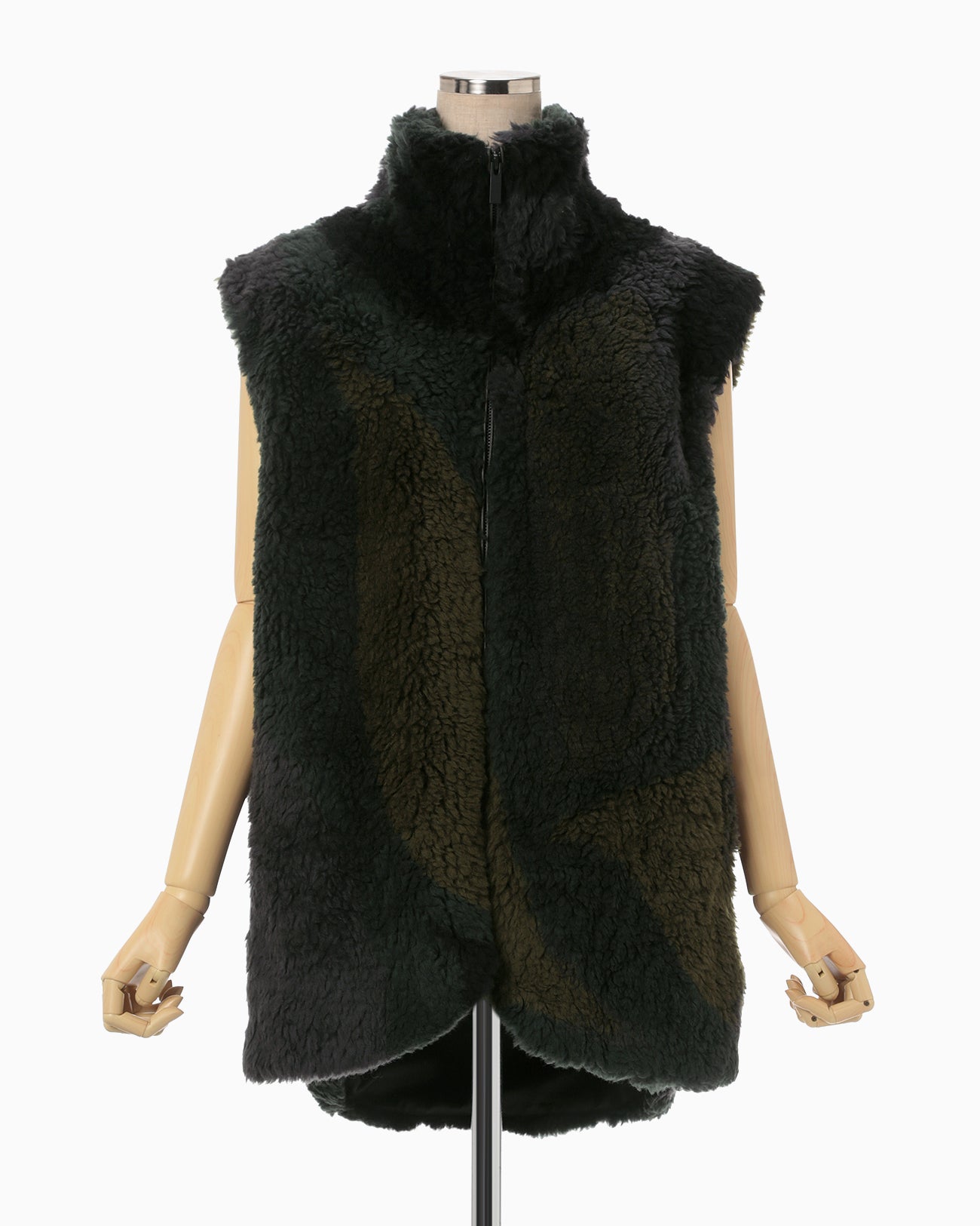 Sliver Knitted Fluffy Wool Vest - khaki