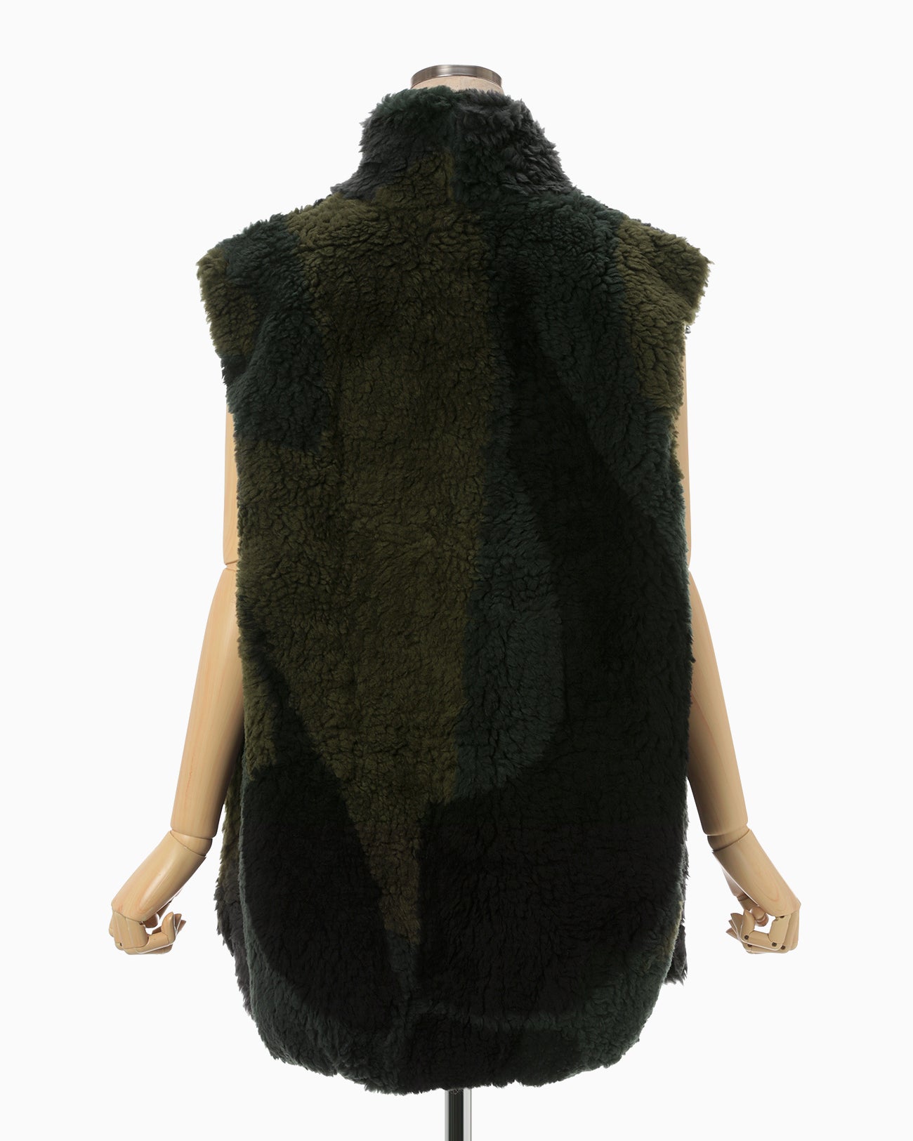 Sliver Knitted Fluffy Wool Vest - khaki