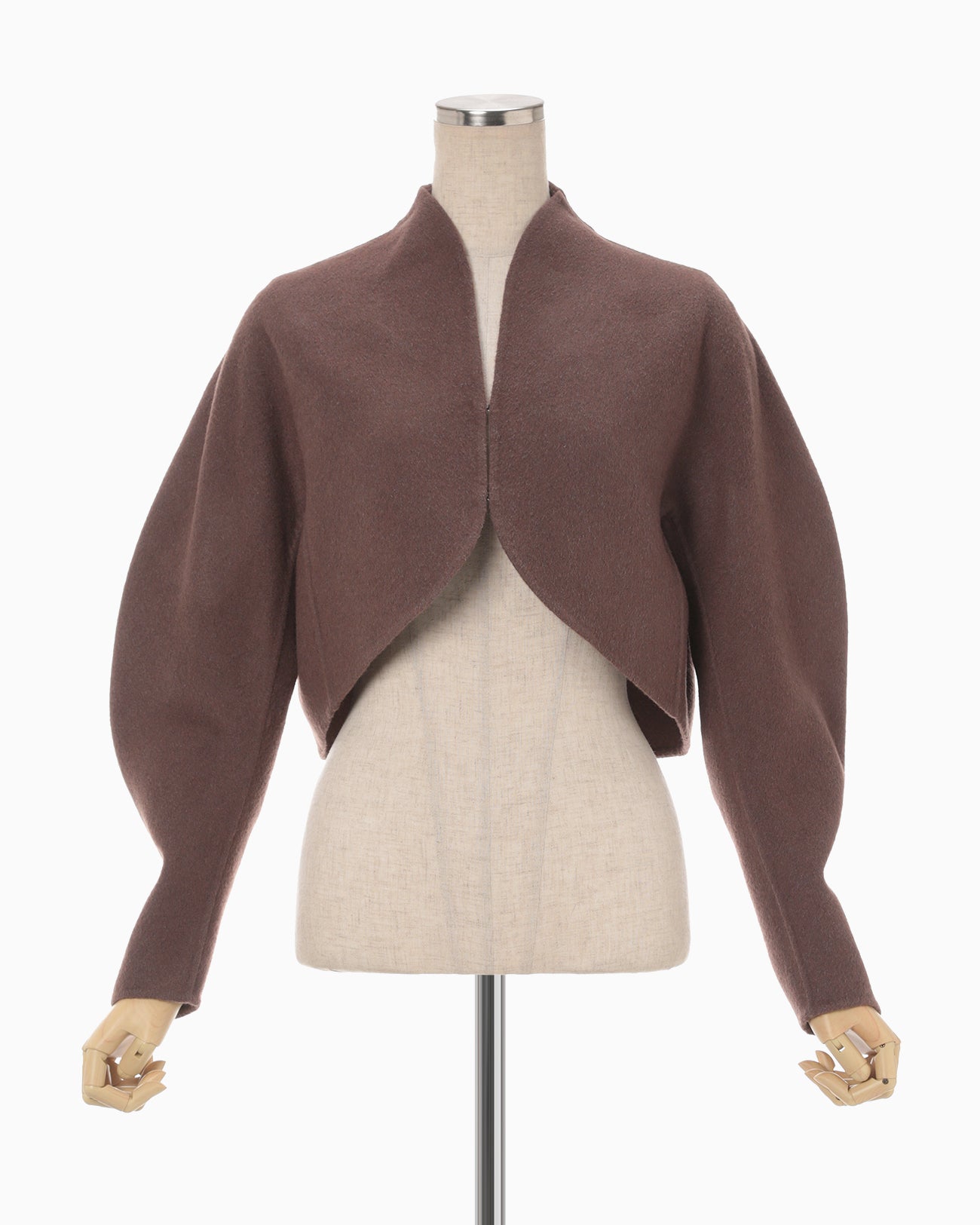 Silk Cashmere Reversible Sewing Bolero Jacket - brown