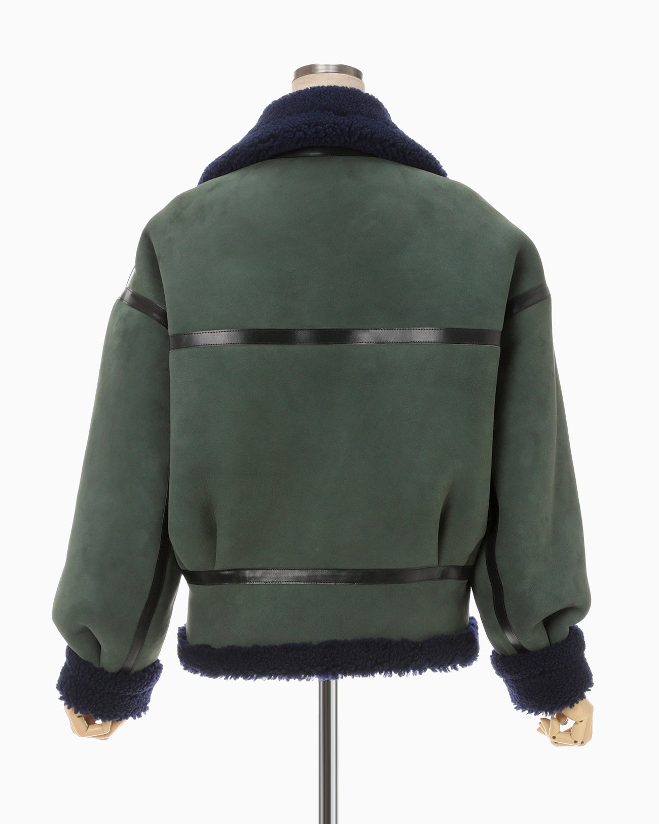 Shearling Aviator Jacket - khaki × navy