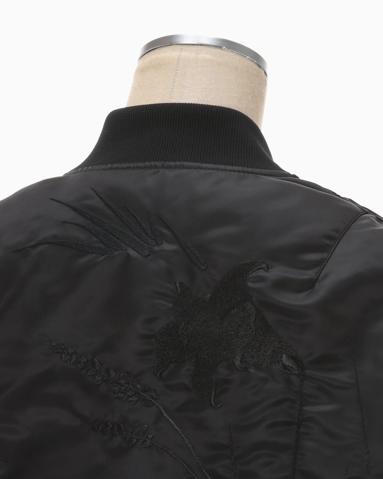 Floral Embroidered Flight Jacket - black