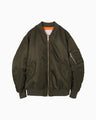 Floral Embroidered Flight Jacket - khaki