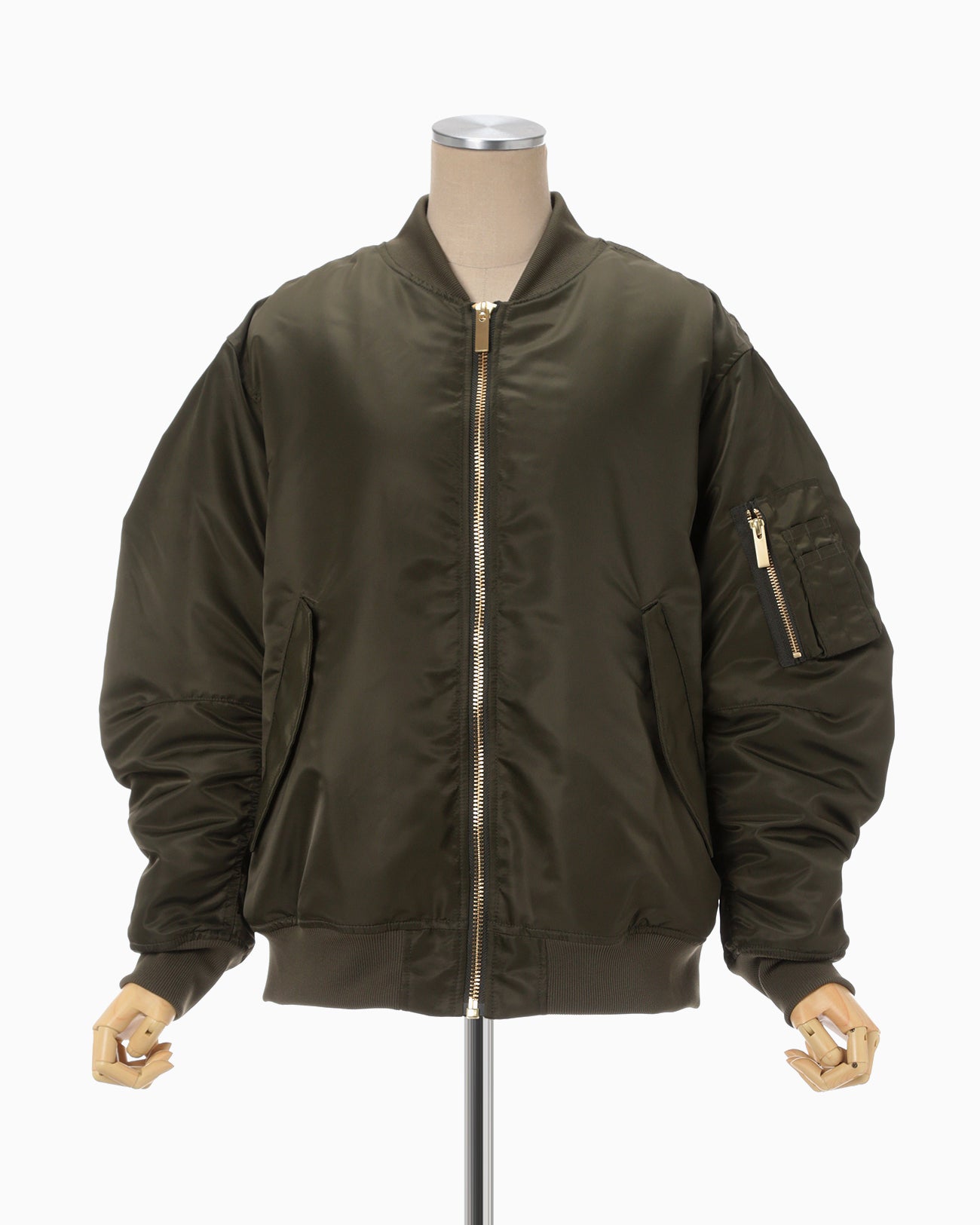 Floral Embroidered Flight Jacket - khaki