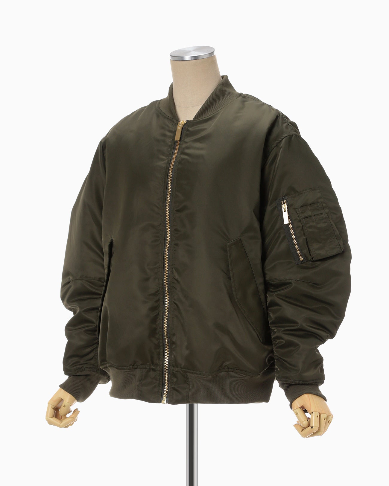 Floral Embroidered Flight Jacket - khaki