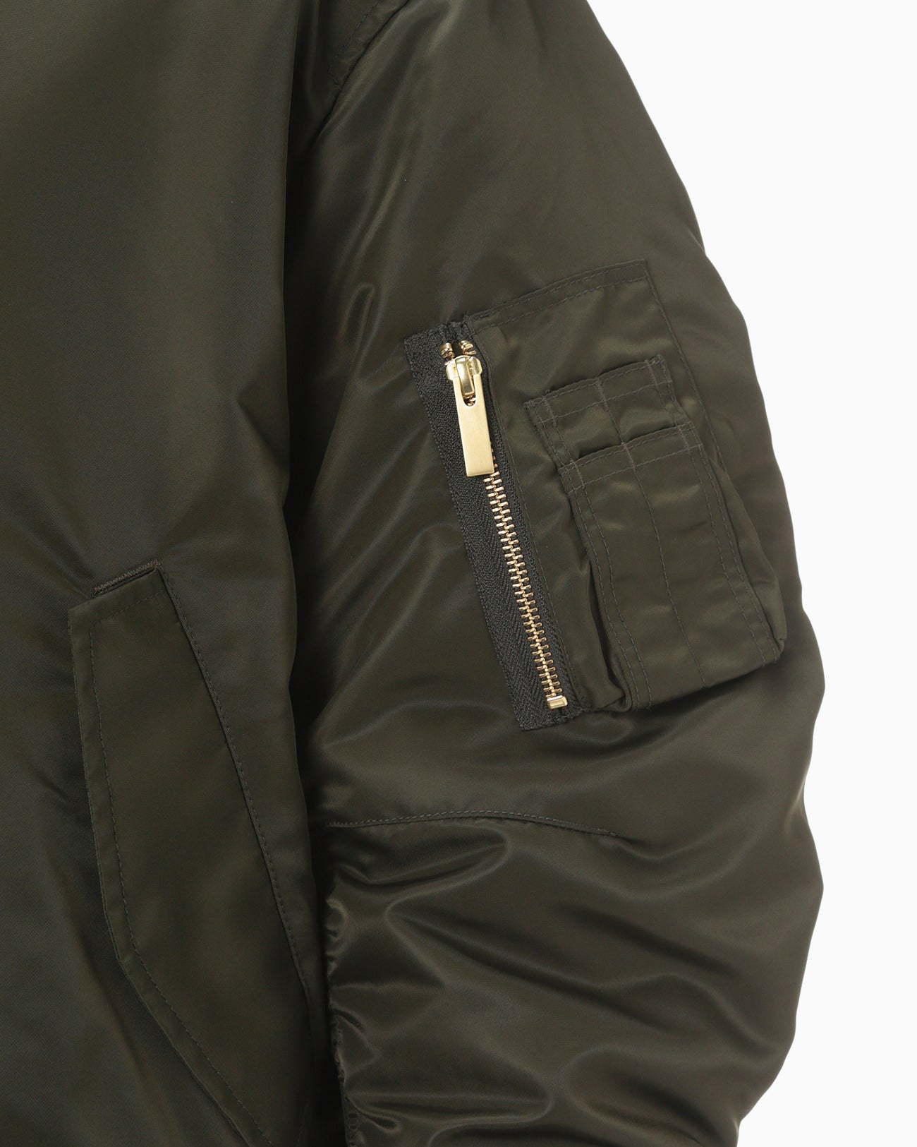 Floral Embroidered Flight Jacket - khaki