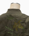 Floral Embroidered Flight Jacket - khaki