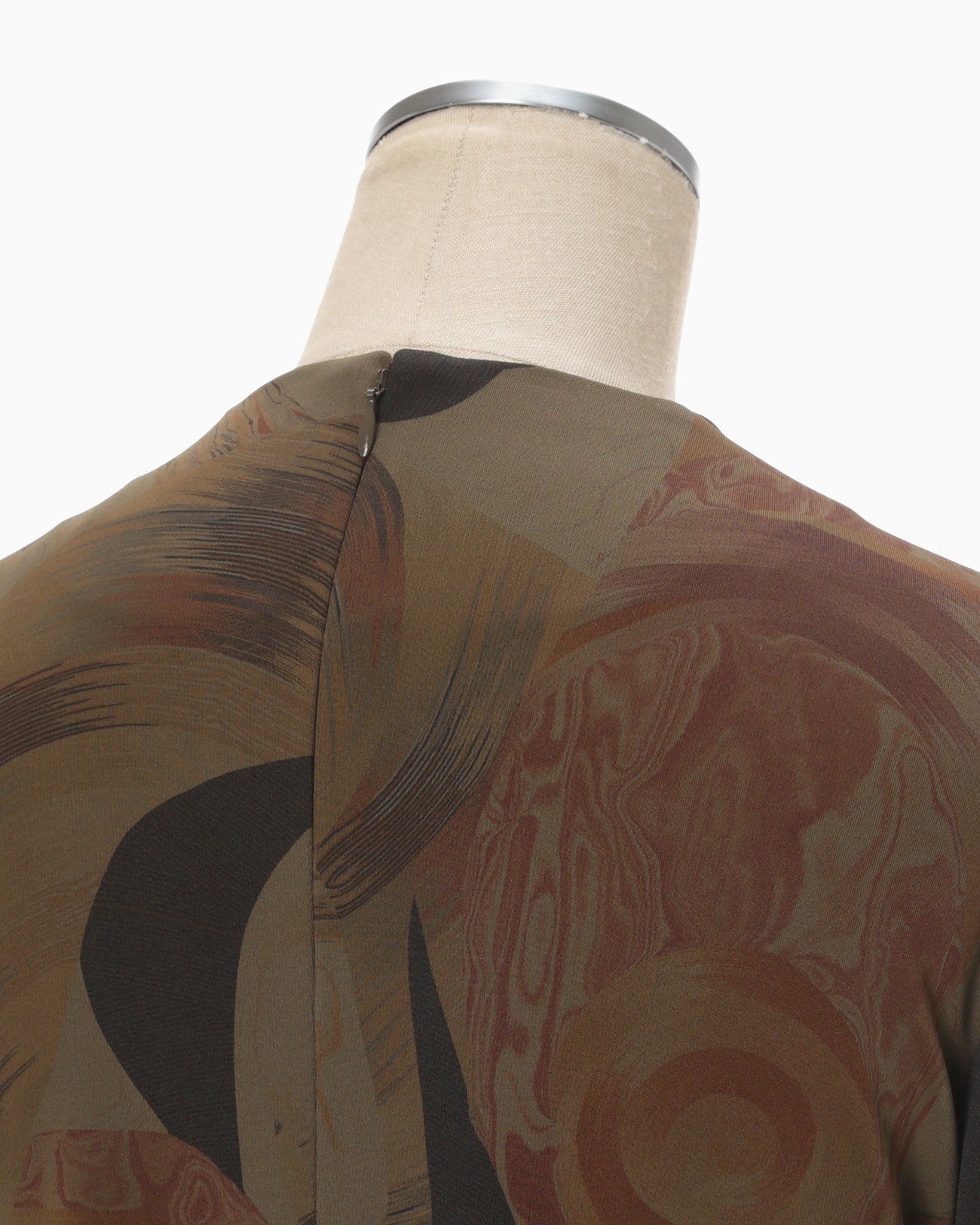 Marble Print I-Line Jersey Dress - khaki