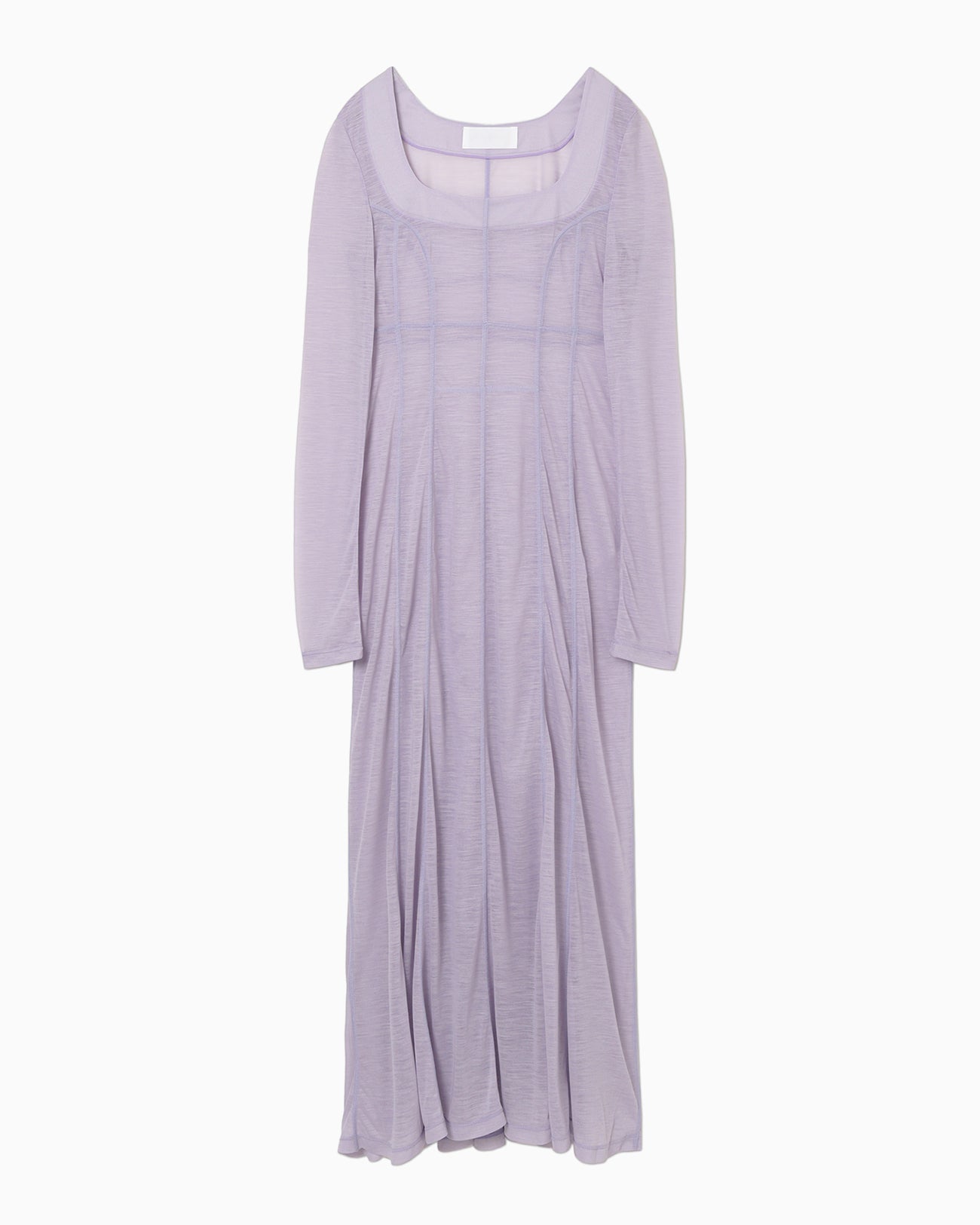 Hybrid Yarn Wool Jersey Square Neck Dress - purple