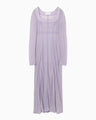Hybrid Yarn Wool Jersey Square Neck Dress - purple