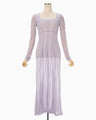 Hybrid Yarn Wool Jersey Square Neck Dress - purple