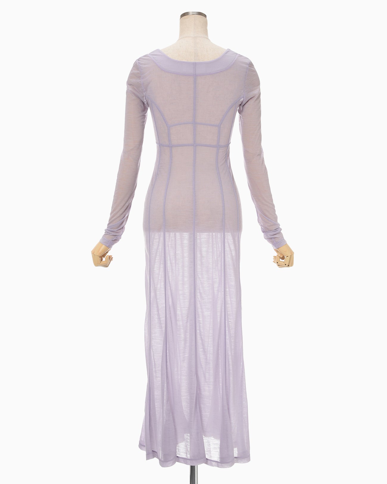 Hybrid Yarn Wool Jersey Square Neck Dress - purple
