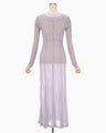 Hybrid Yarn Wool Jersey Square Neck Dress - purple