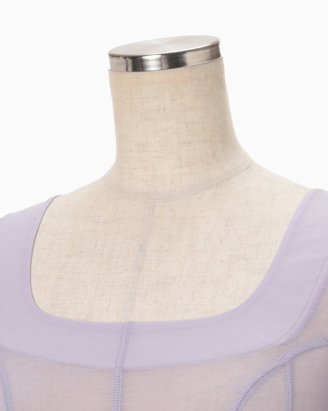 Hybrid Yarn Wool Jersey Square Neck Dress - purple