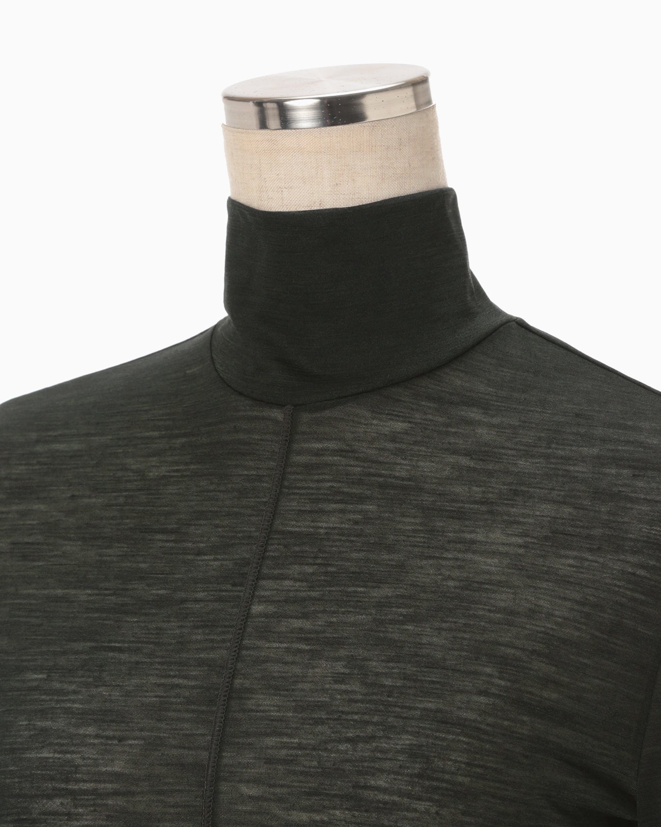 Hybrid Yarn Wool Jersey High Neck Top - khaki