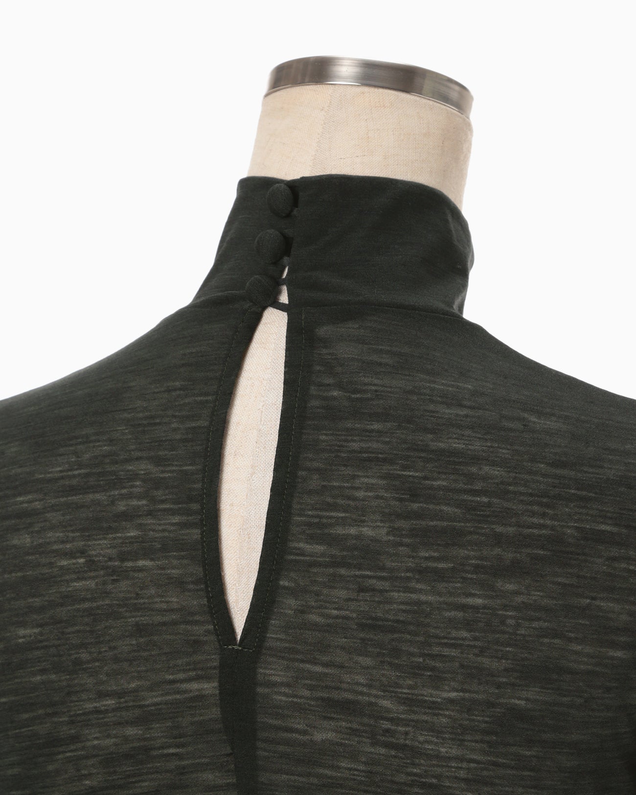 Hybrid Yarn Wool Jersey High Neck Top - khaki