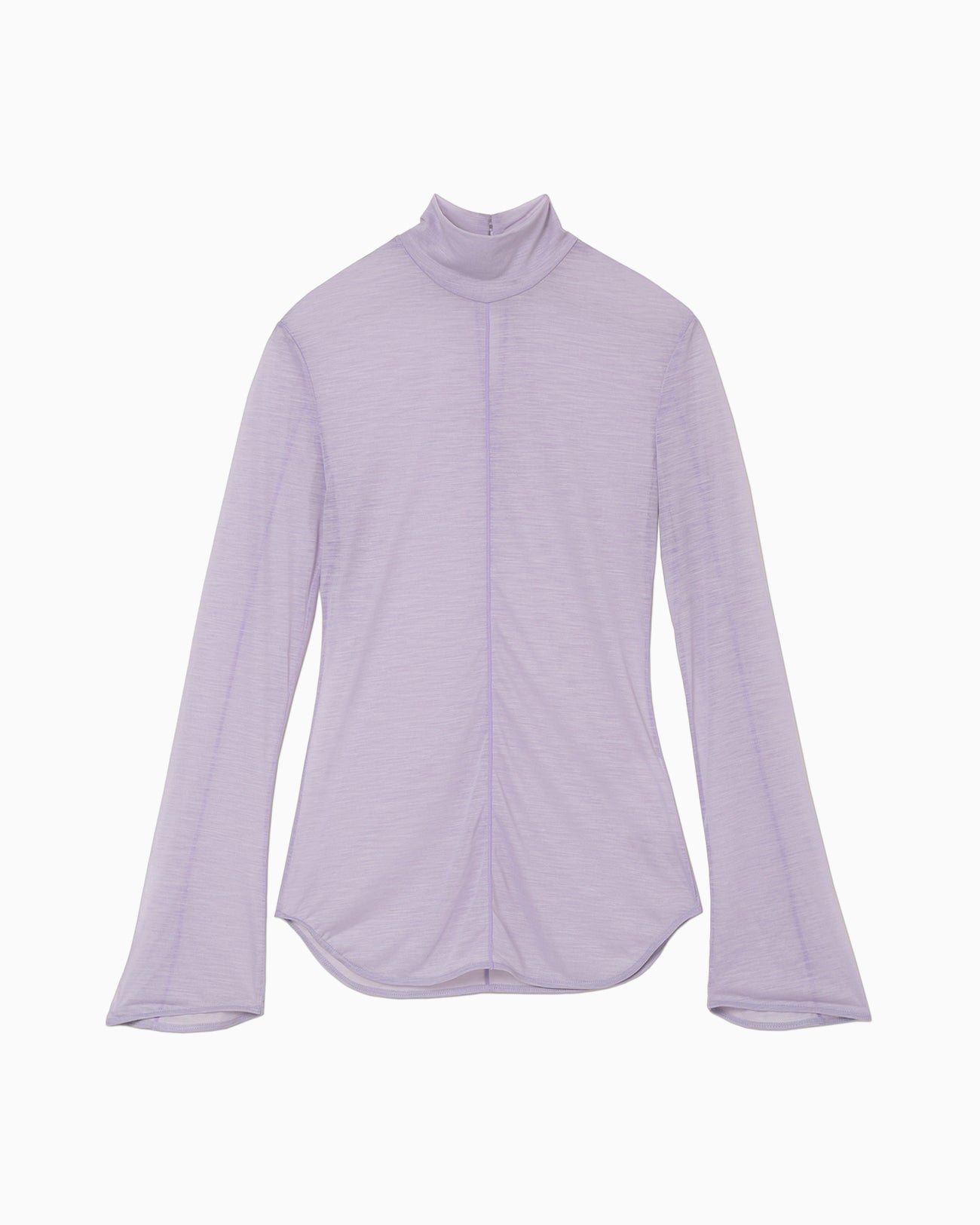 Hybrid Yarn Wool Jersey High Neck Top - purple