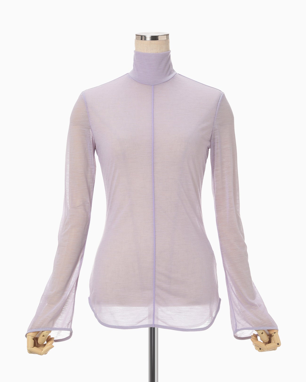 Hybrid Yarn Wool Jersey High Neck Top - purple