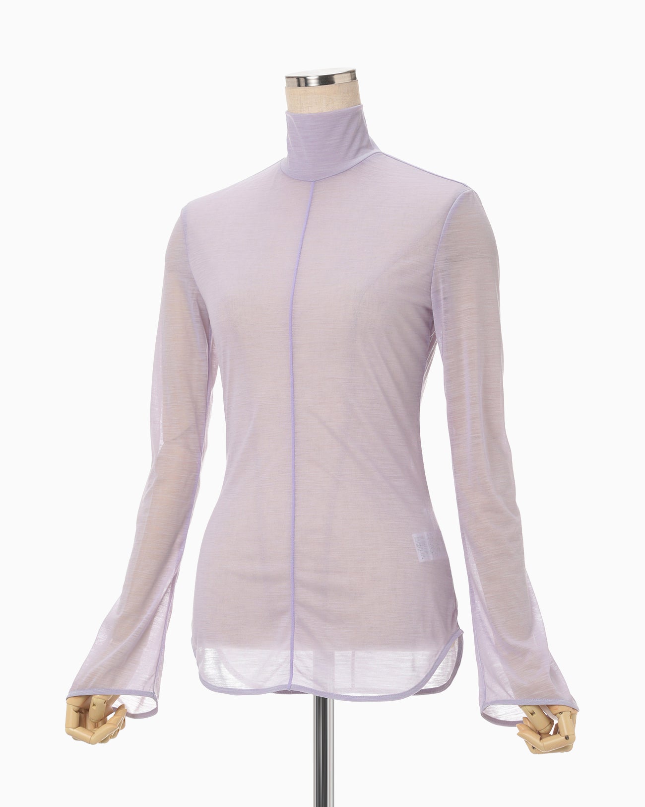 Hybrid Yarn Wool Jersey High Neck Top - purple