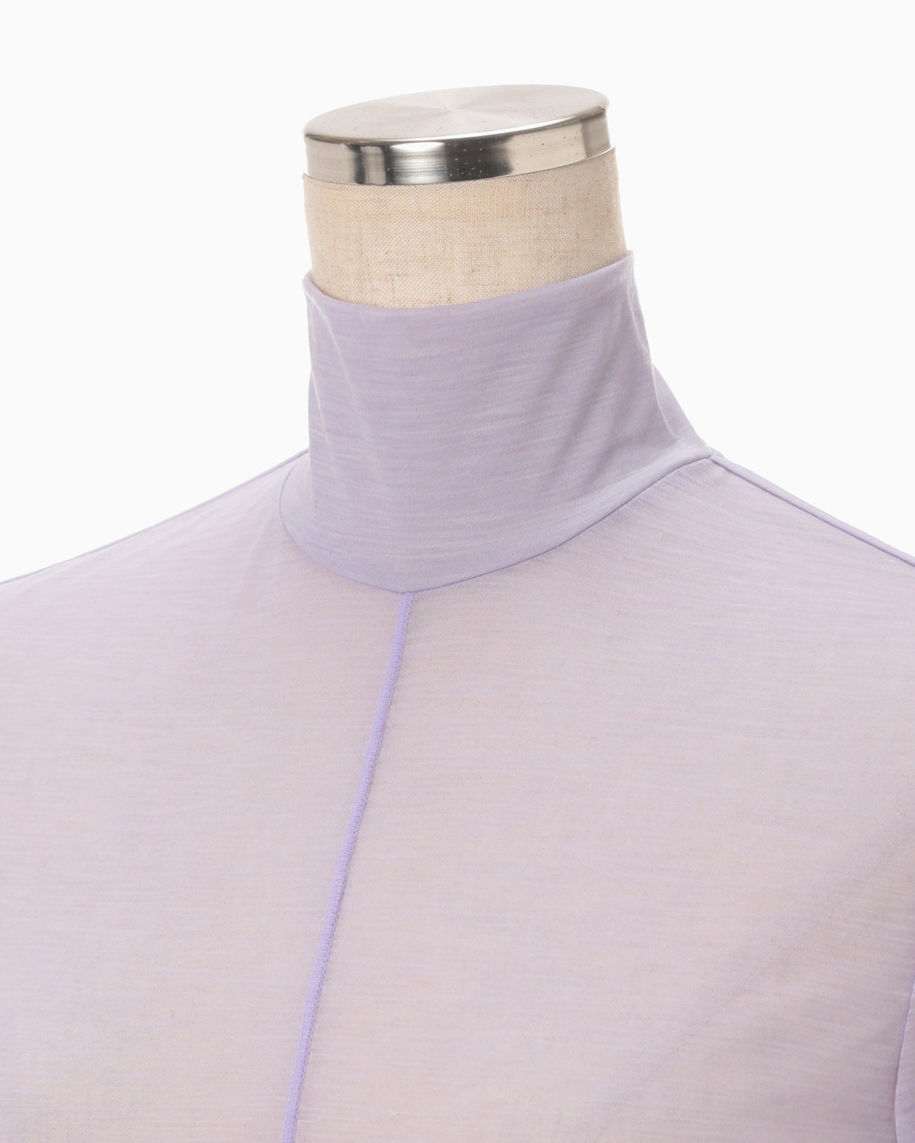 Hybrid Yarn Wool Jersey High Neck Top - purple